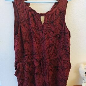 Apt. 9 Burgundy Floral Jumpsuit